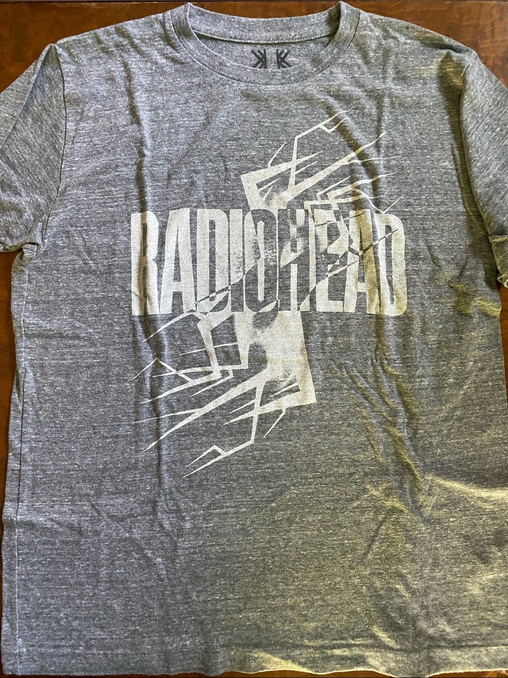 Radiohead official t-shirt merch gray with white graphics both sides mens XL